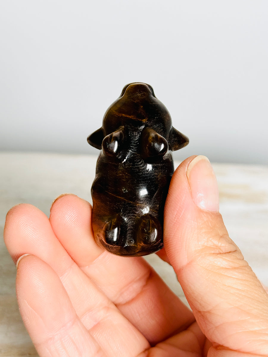 Tiger Eye Pig Carving