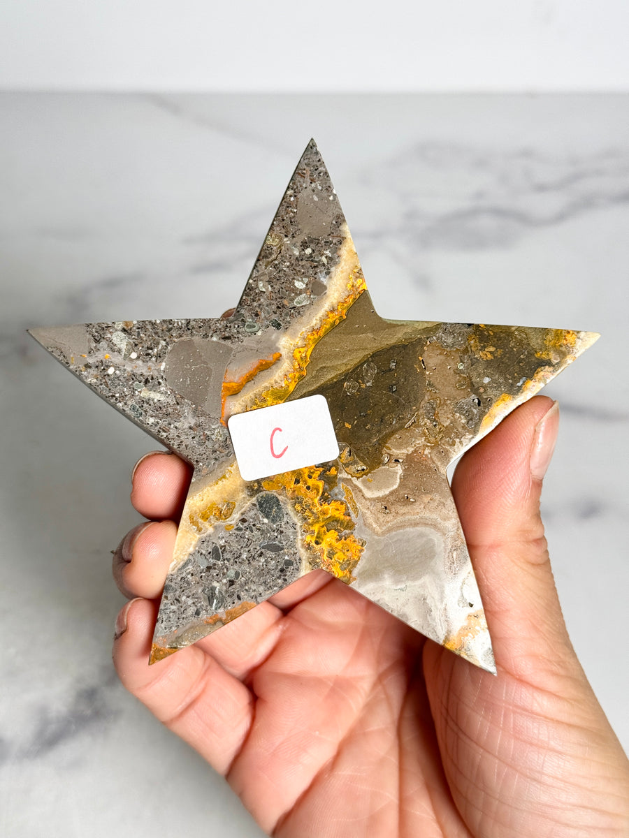 Bumblebee Jasper 3D Star Carving