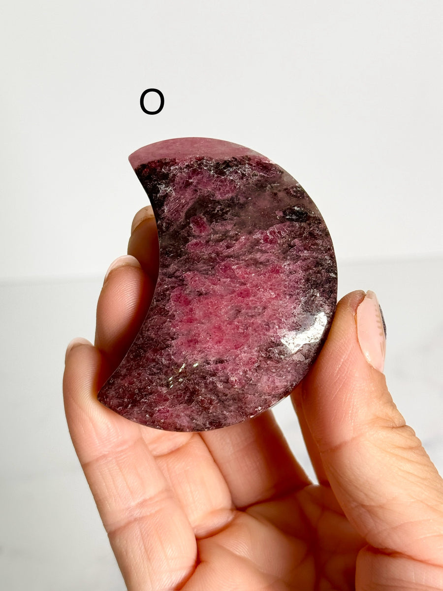 Rhodonite Moon Carving