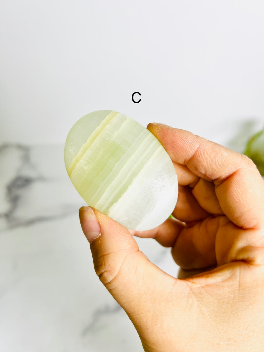 Pistachio Calcite Palm Stone