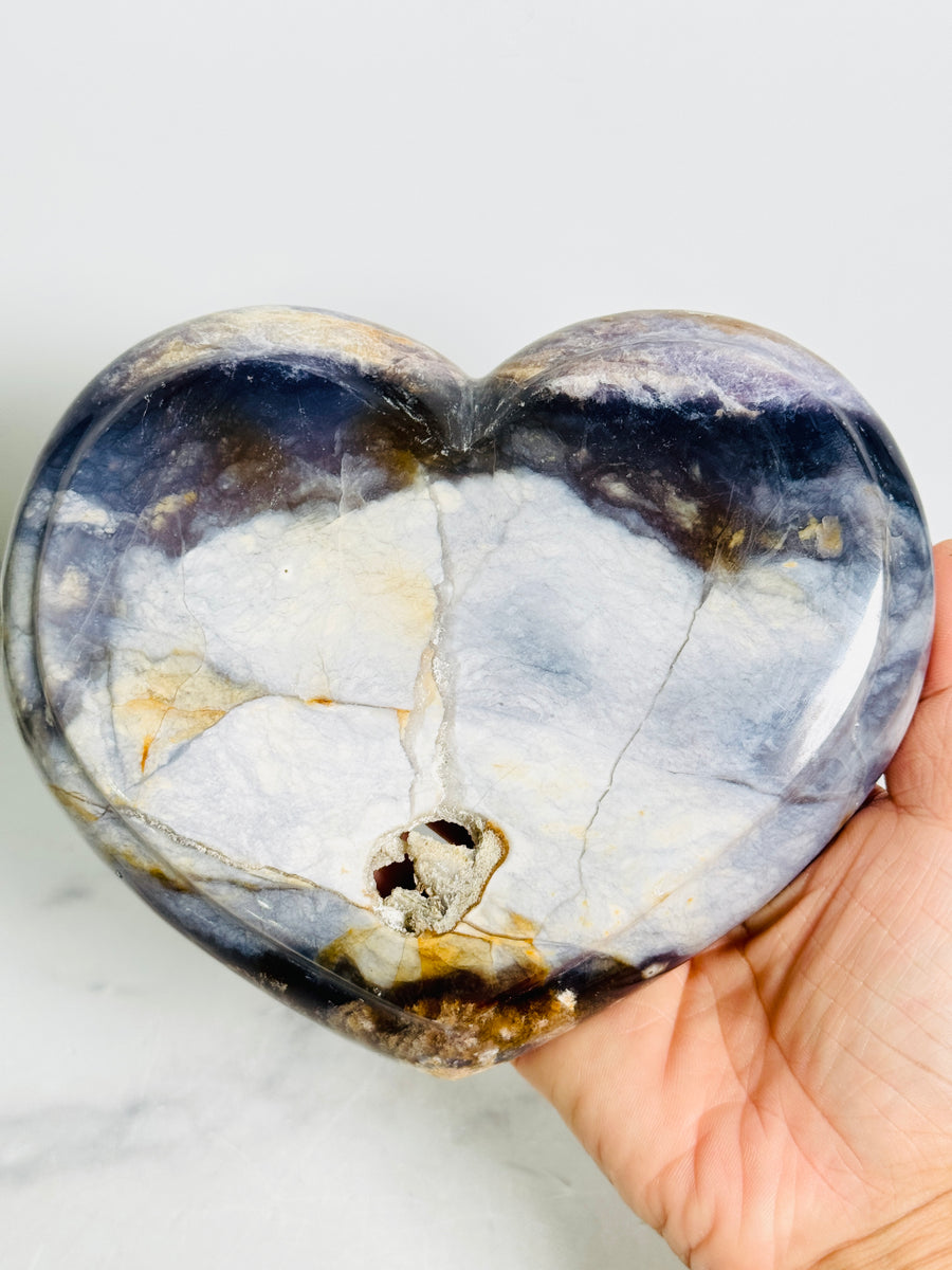 Purple Agate Heart Bowl Carving