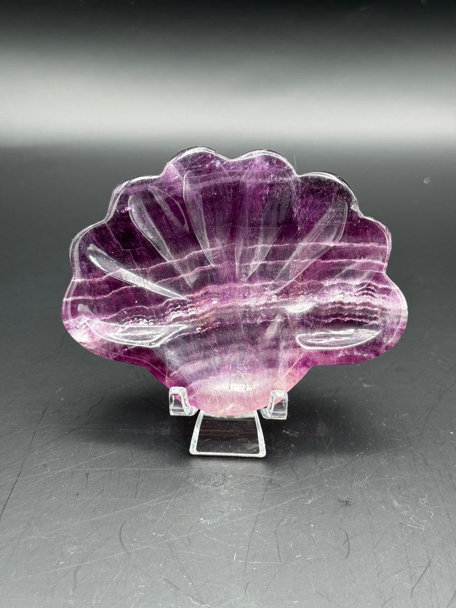 Purple Fluorite Shell Dish Carving