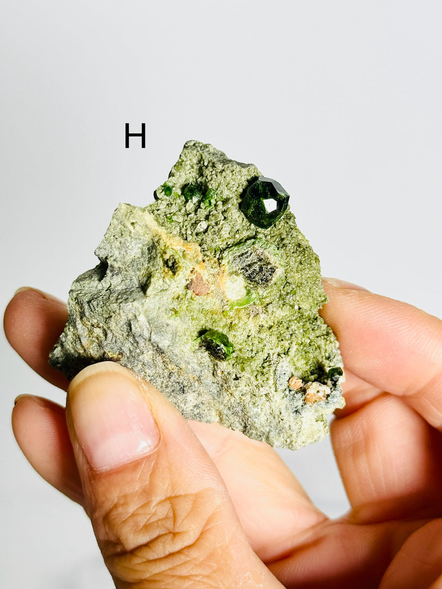 Green Demantoid Garnet on Matrix from Iran