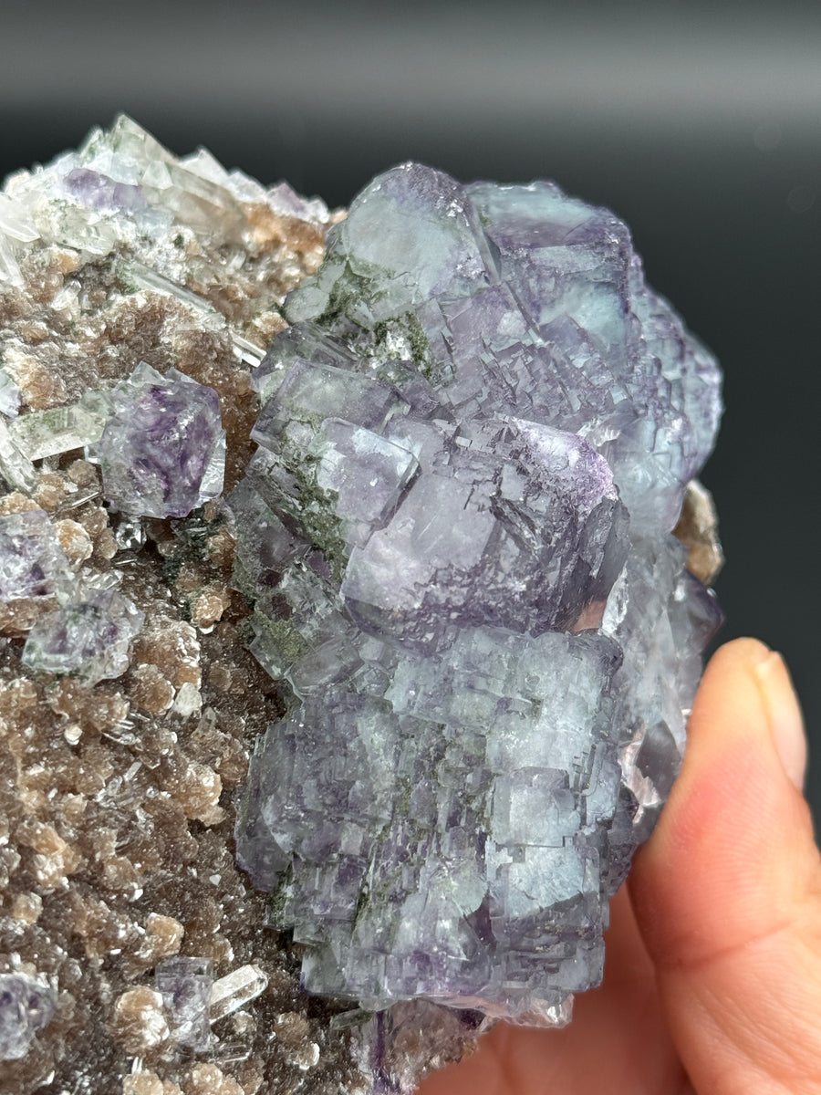 Yaogangxian Fluorite with Quartz & Calcite