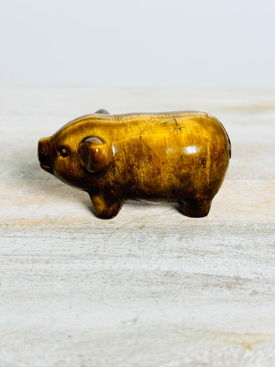 Tiger Eye Pig Carving