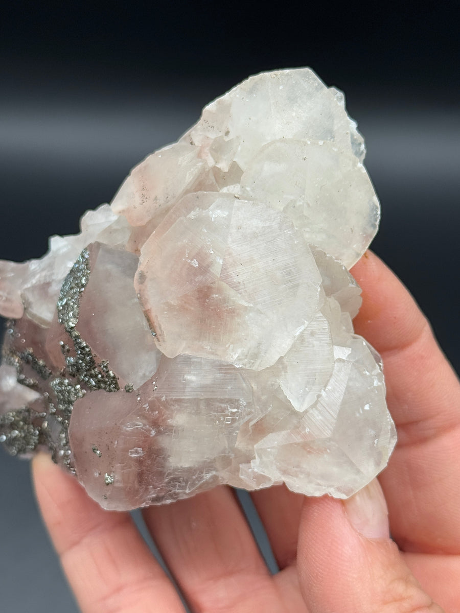 Pink Calcite with Pyrite Cluster