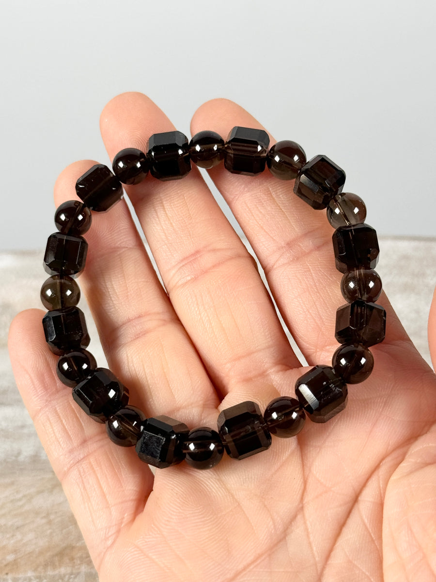 Smoky Quartz Square & Round Bracelet