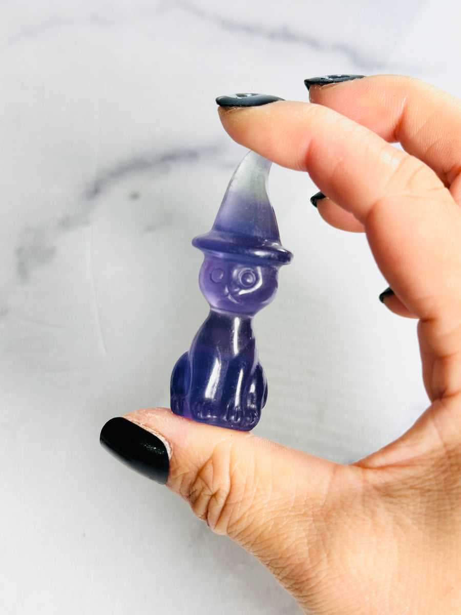 Crystal Witchy Cat Carving