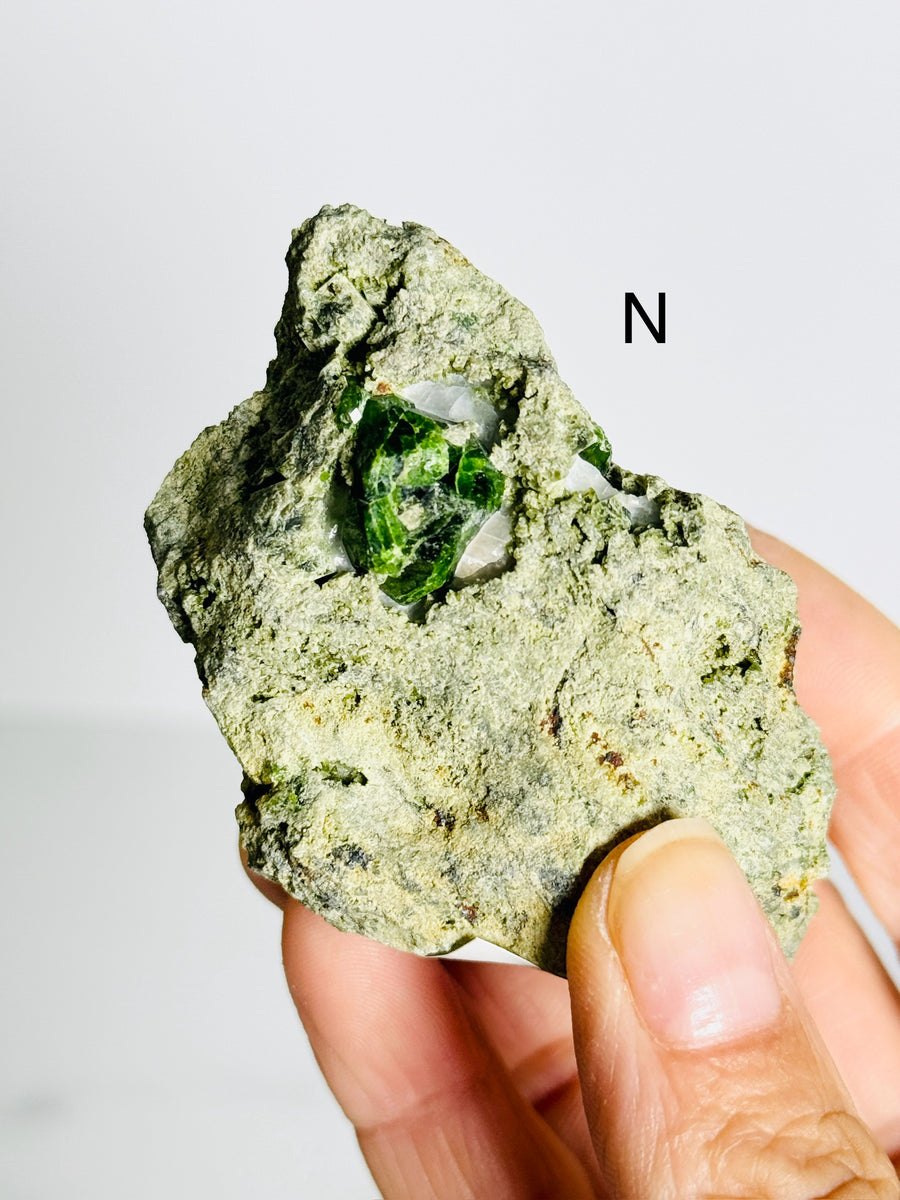 Green Demantoid Garnet on Matrix from Iran