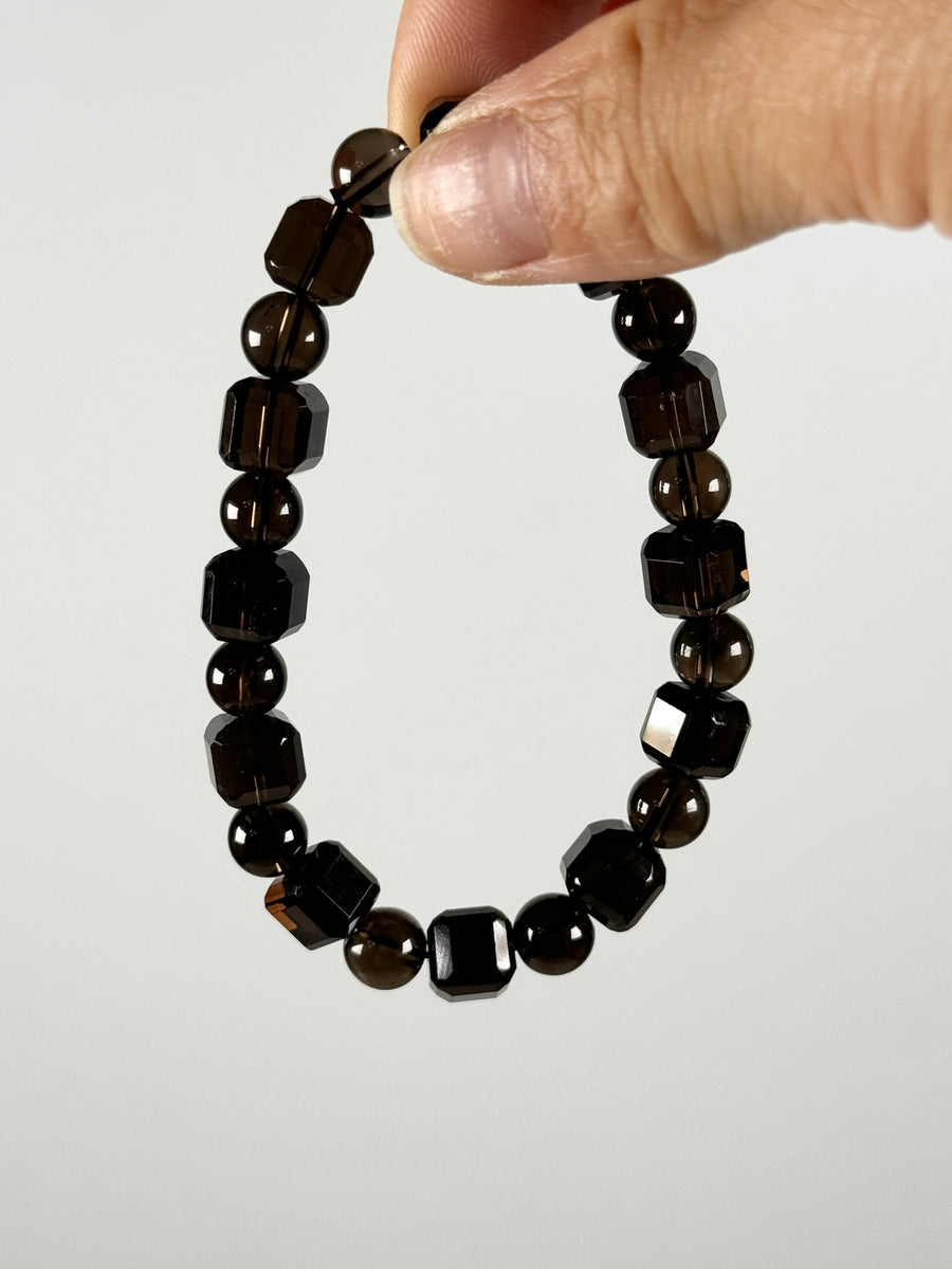 Smoky Quartz Square & Round Bracelet