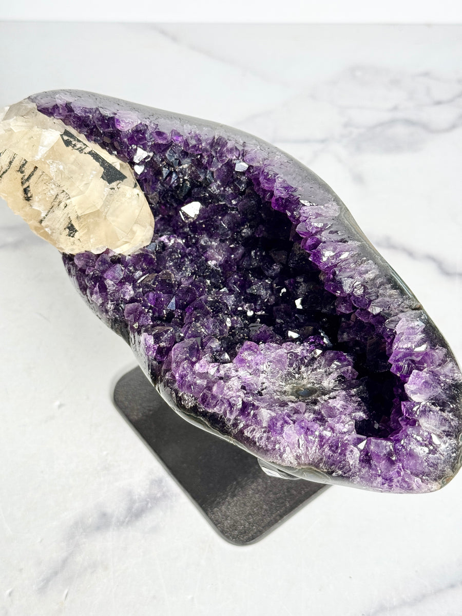 Statement Amethyst with Calcite on Stand