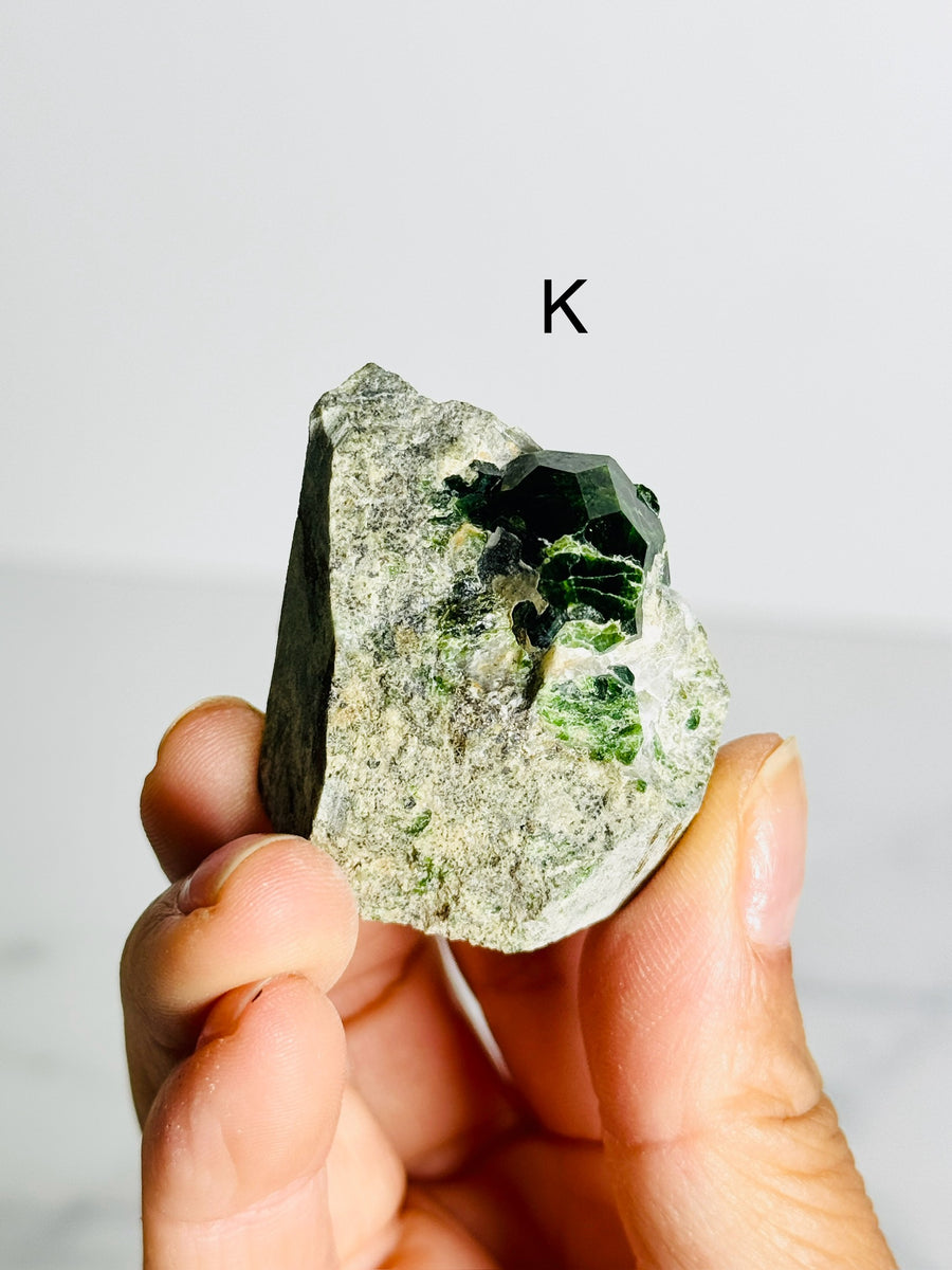 Green Demantoid Garnet on Matrix from Iran