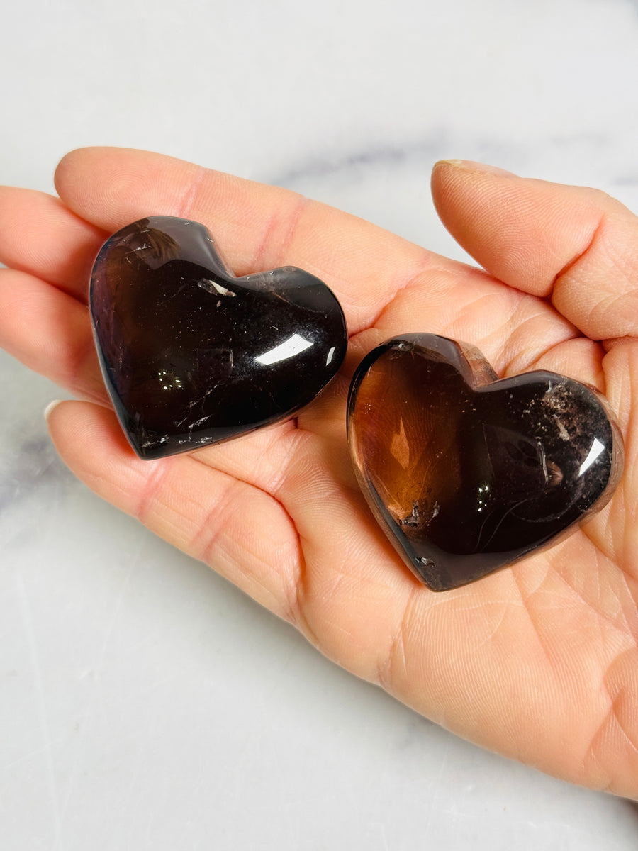 Smoky Quartz Heart Carving