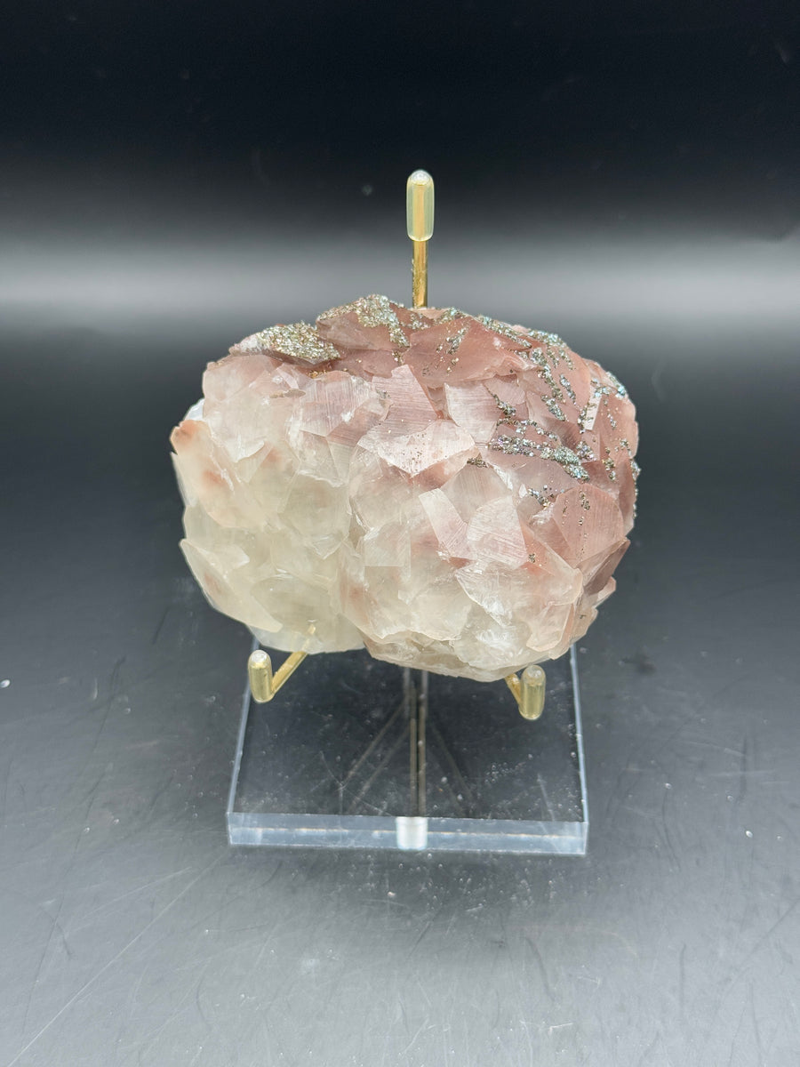 Pink Calcite with Pyrite Cluster