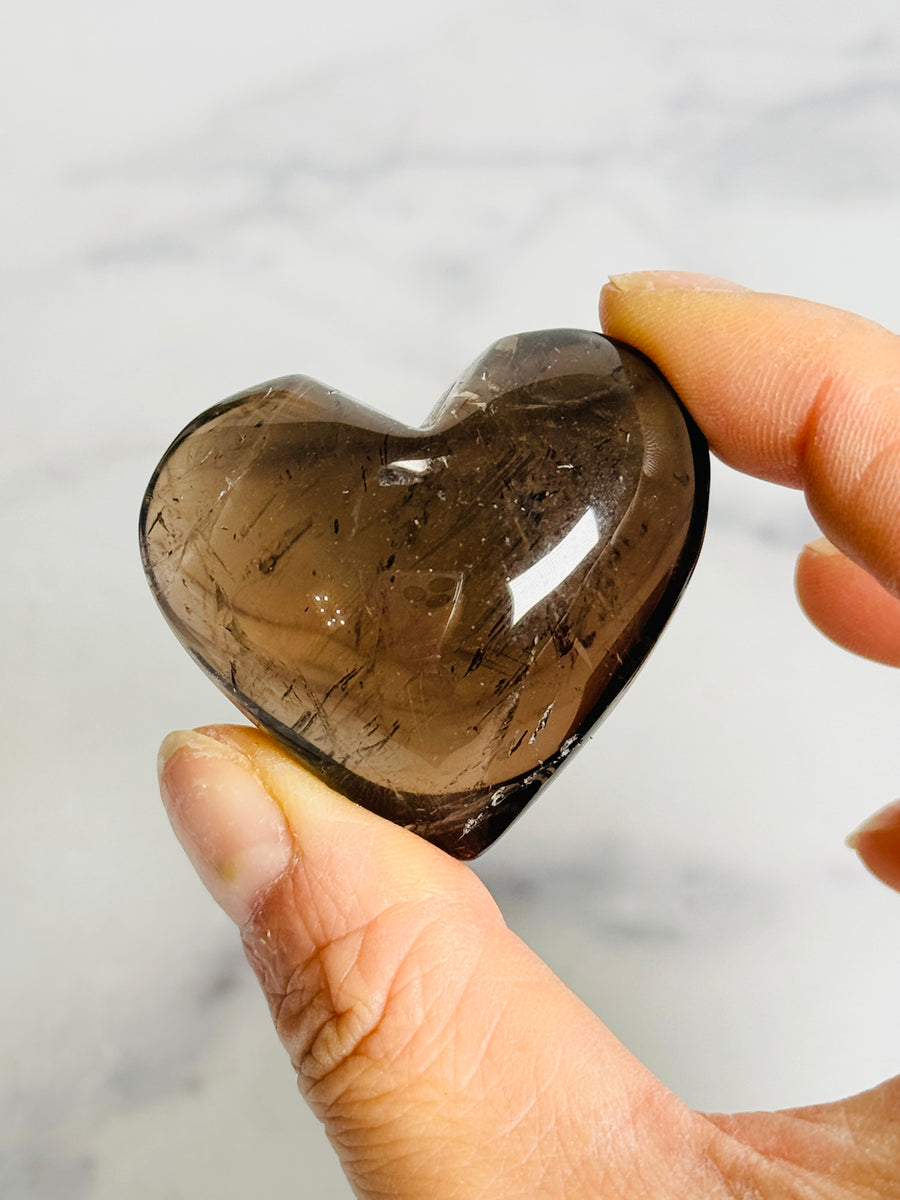 Smoky Quartz Heart Carving