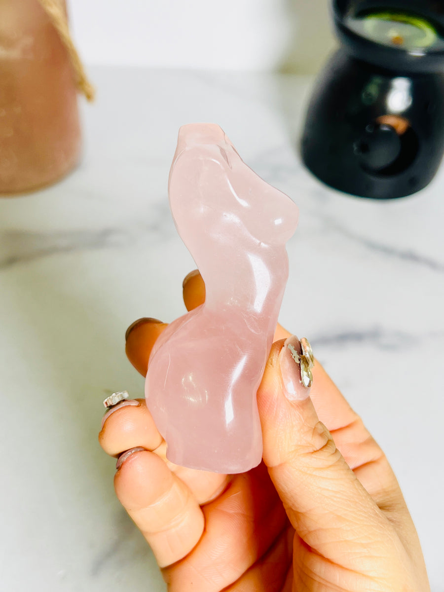 Rose Quartz Goddess Body Carving