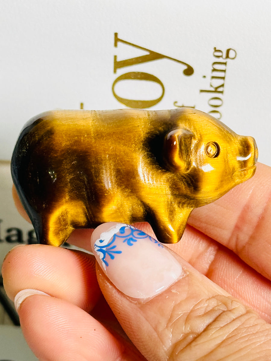 Tiger Eye Pig Carving