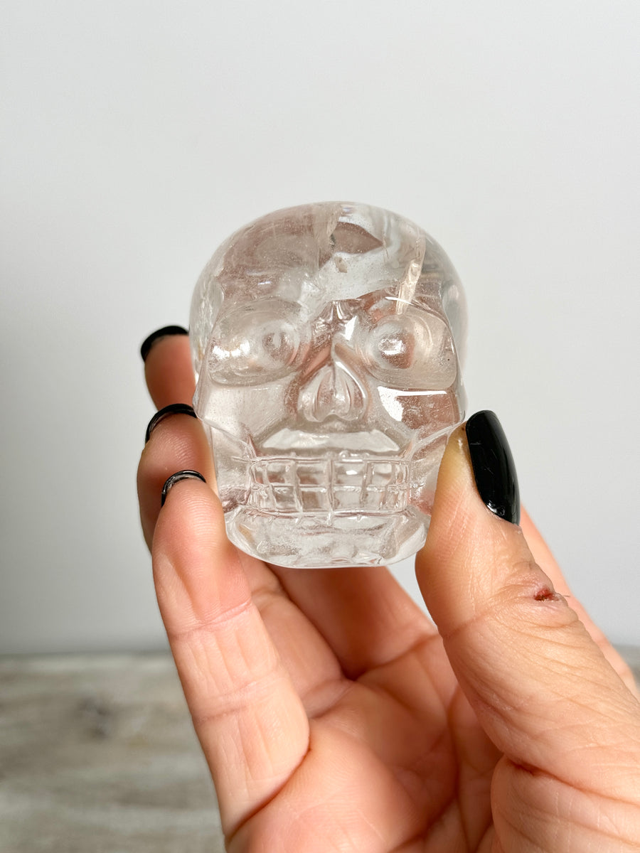 High Quality Rainbow Clear Quartz Skull Carving