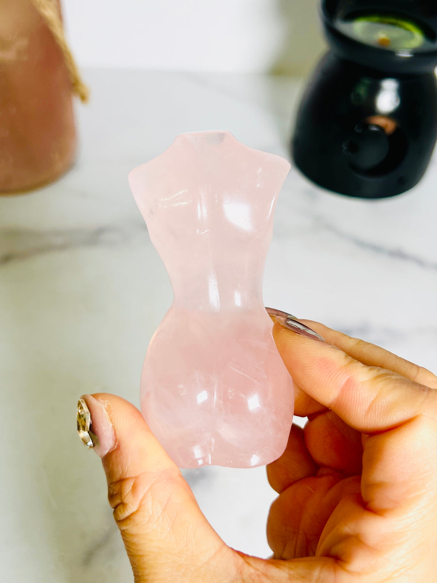 Rose Quartz Goddess Body Carving