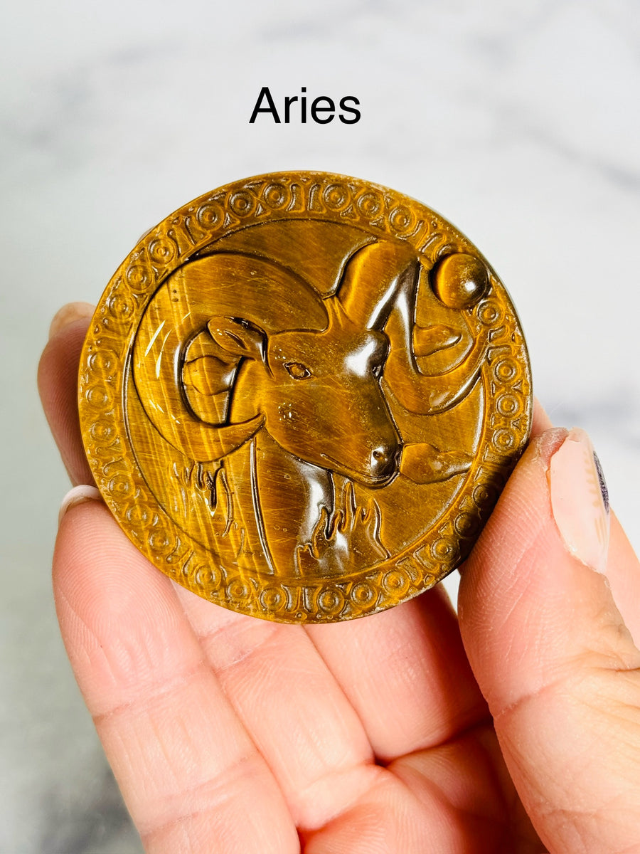 Tiger Eye Zodiac Carving