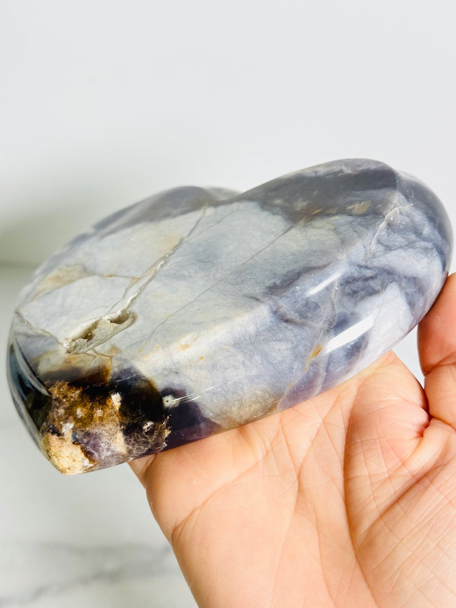 Purple Agate Heart Bowl Carving