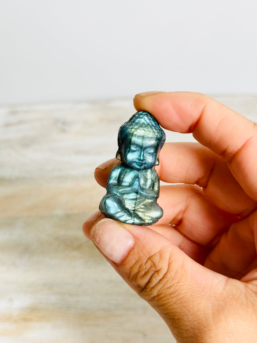 Labradorite Sitting Buddha Carving