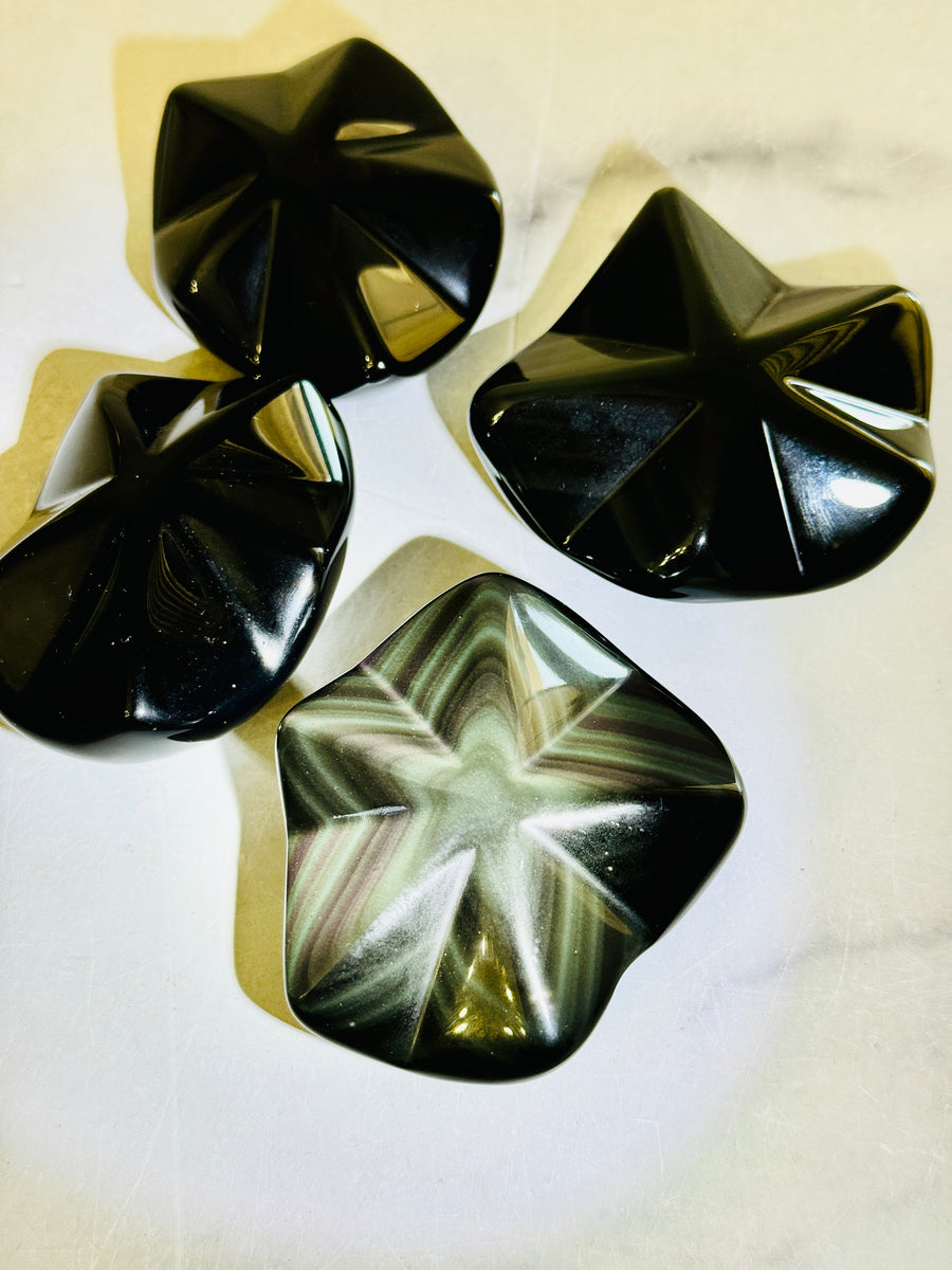 Rainbow Obsidian Star Carving