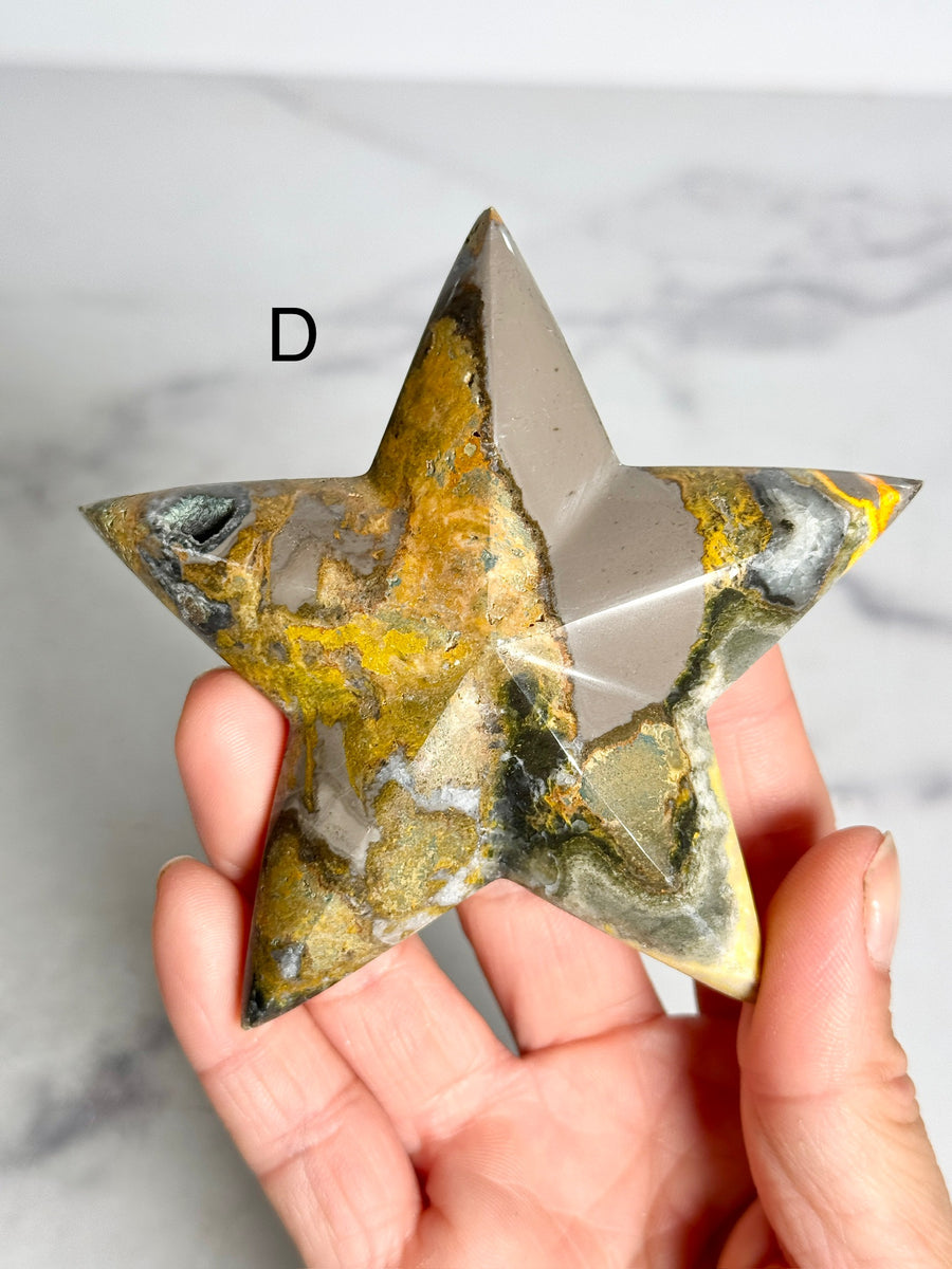 Bumblebee Jasper 3D Star Carving