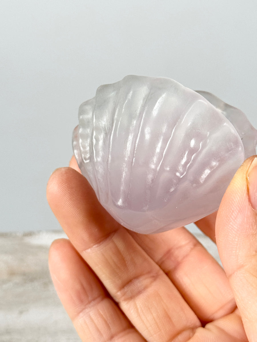 Lavender Fluorite Sea Shell Carving