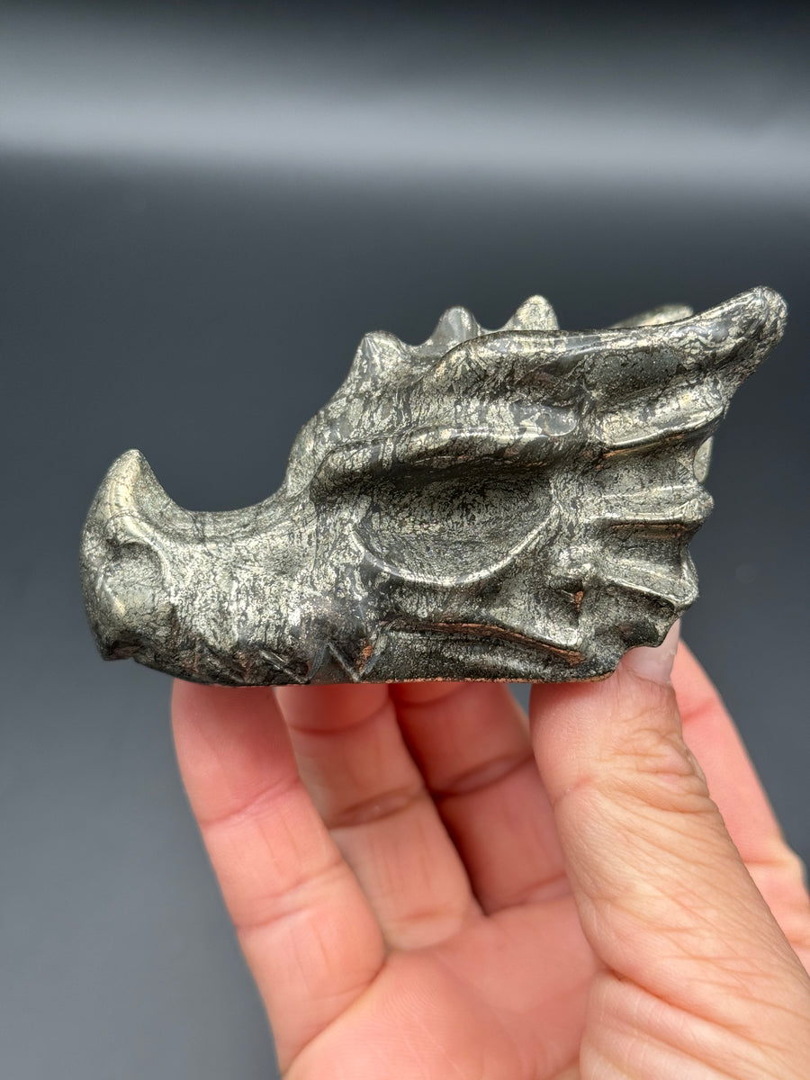 Pyrite Dragon Head Carving