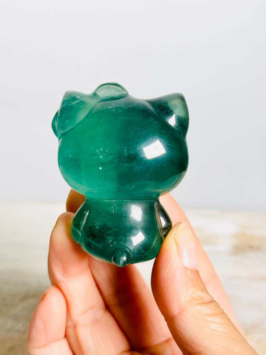 Green Fluorite Hello Kitty Carving