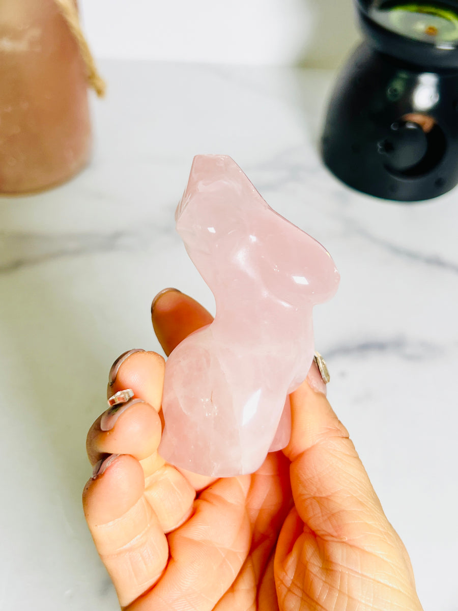 Rose Quartz Goddess Body Carving