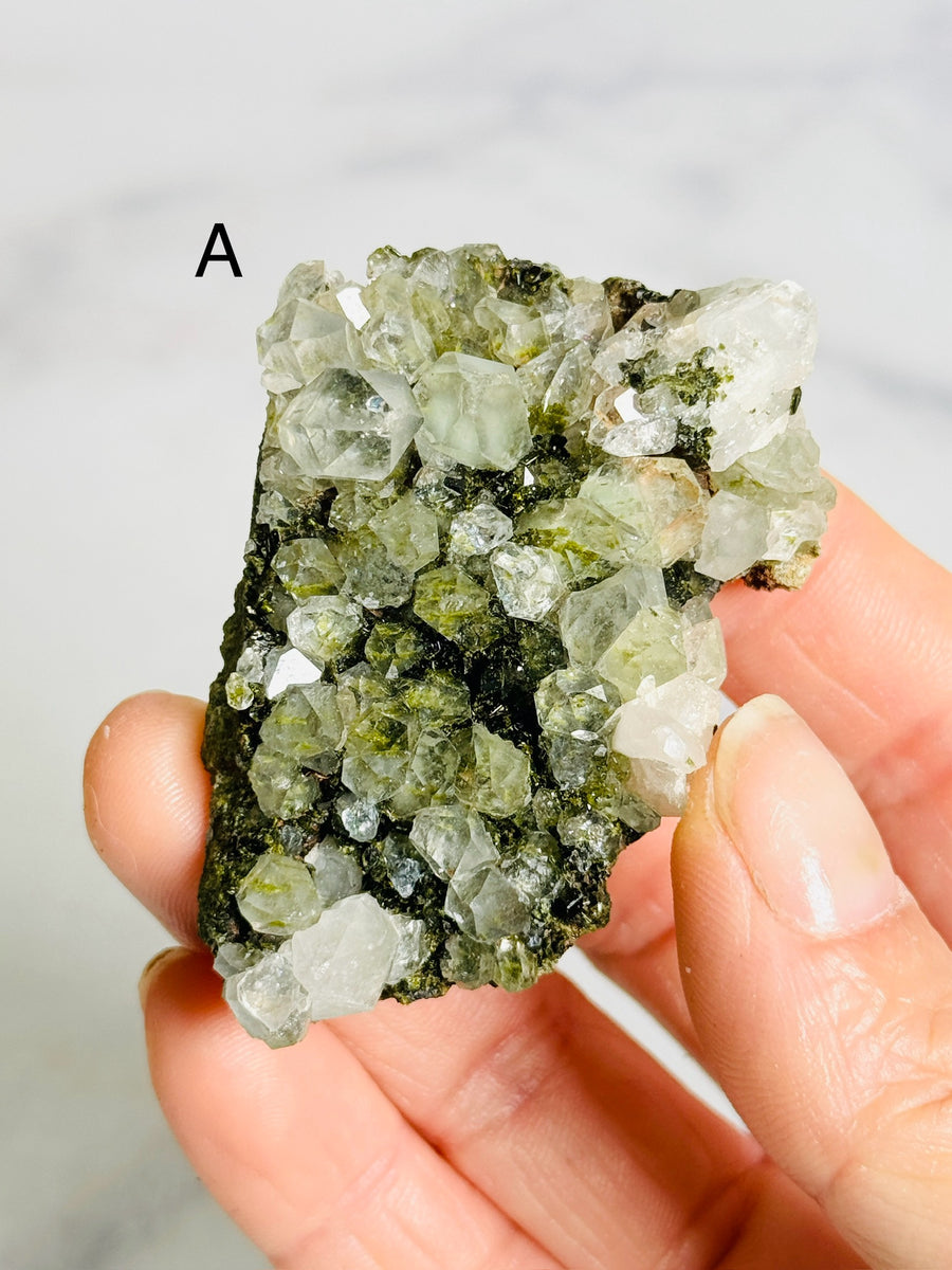 Forest Epidote with Quartz Clusters