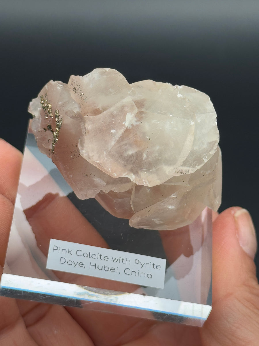 Pink Calcite with Pyrite Cluster