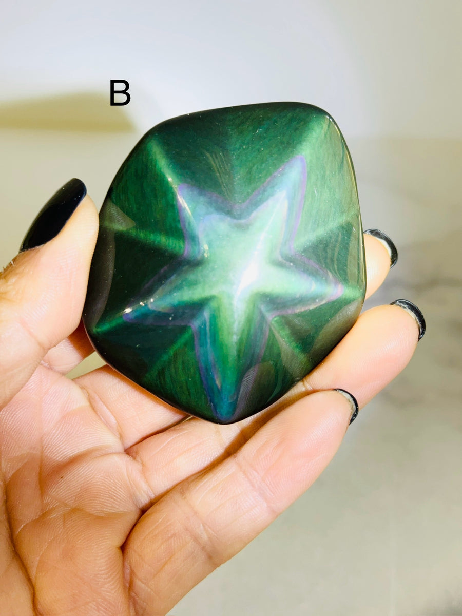 Rainbow Obsidian Star Carving