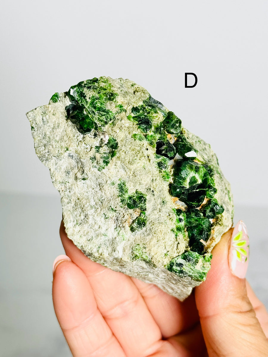 Green Demantoid Garnet on Matrix from Iran