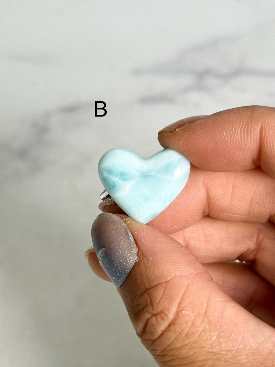 Larimar Heart & Moon Carving