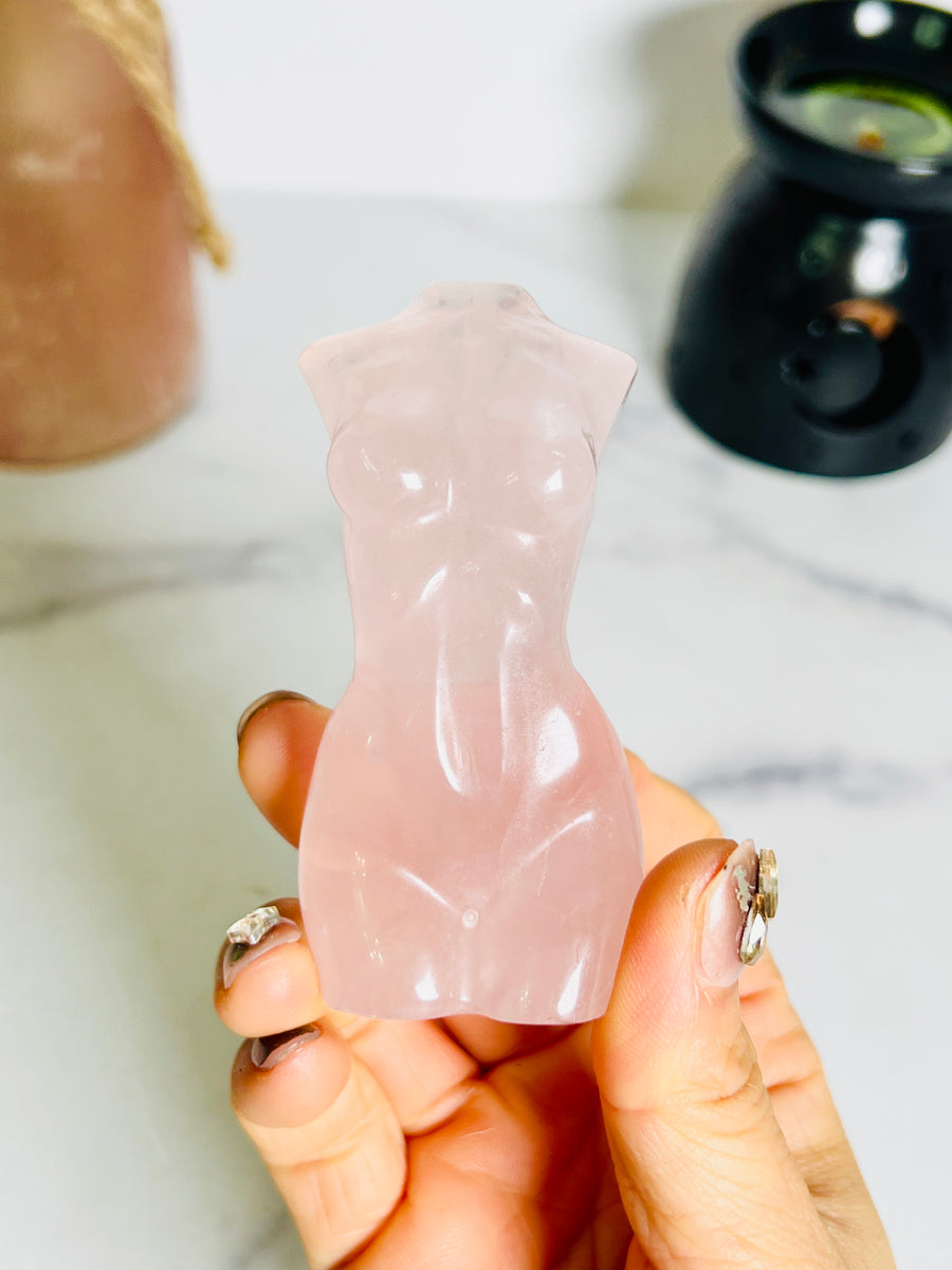 Rose Quartz Goddess Body Carving