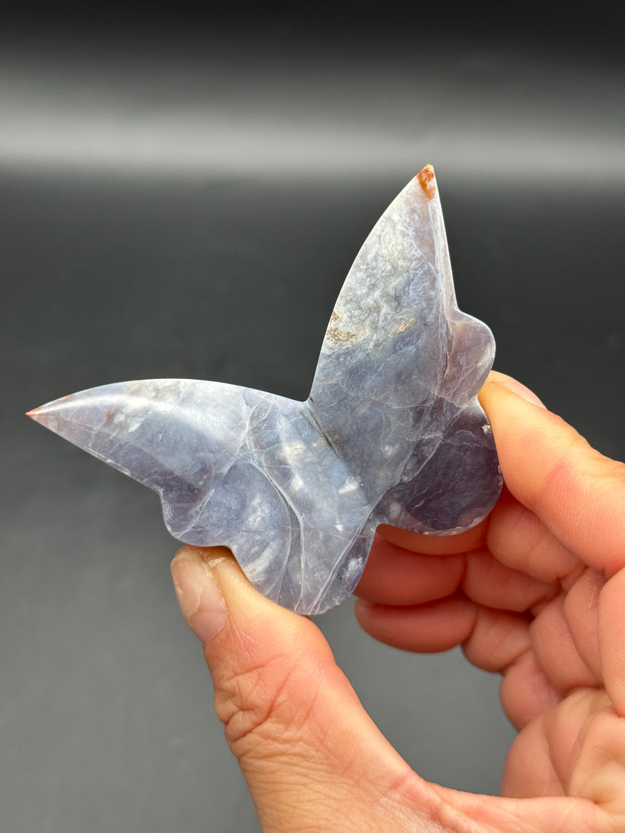 Purple Chalcedony 3D Butterfly Carving