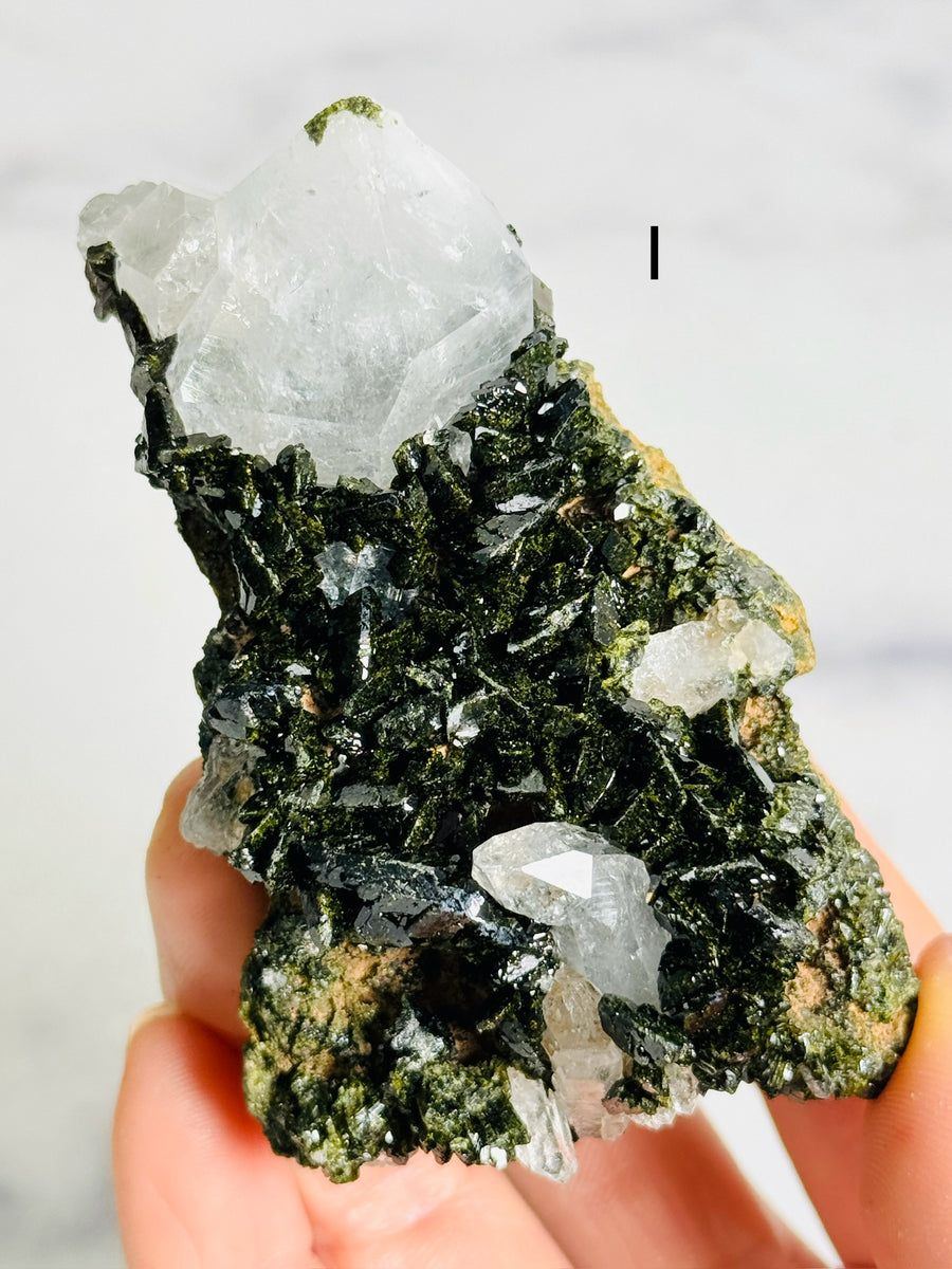 Forest Epidote with Quartz Clusters