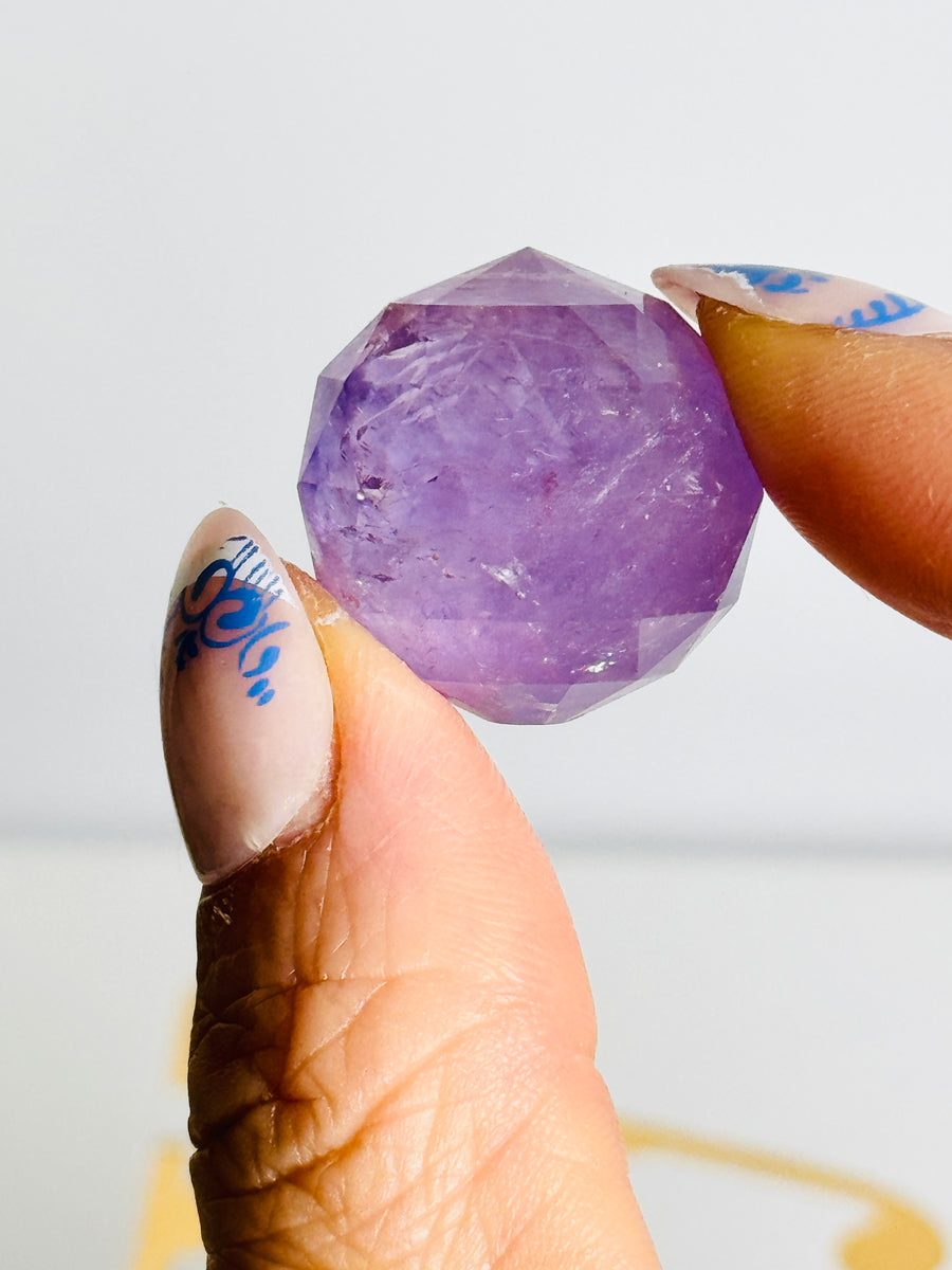 Faceted Amethyst, Clear Quartz or Smoky Quartz Sphere