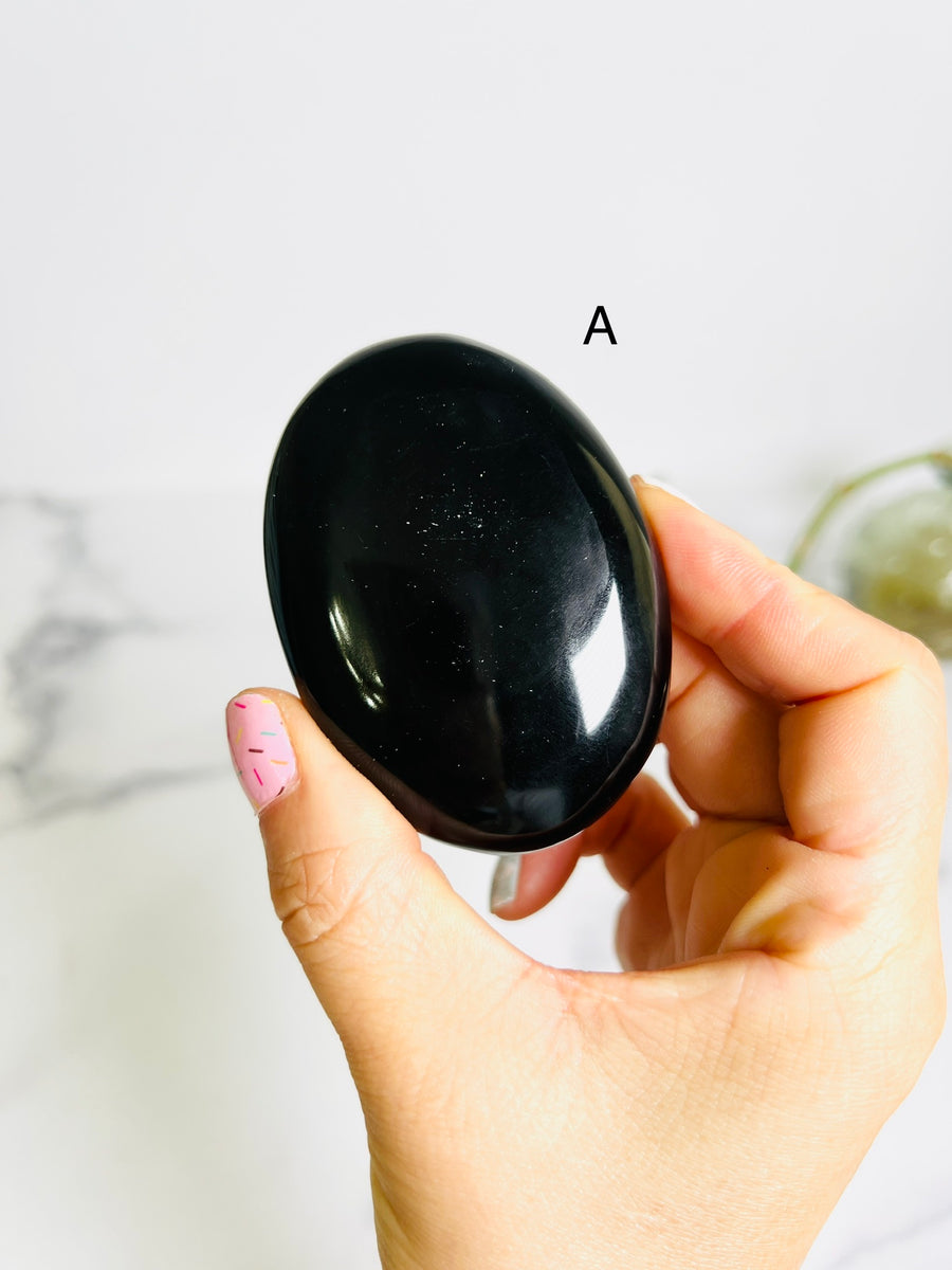 Black Obsidian Palm Stone