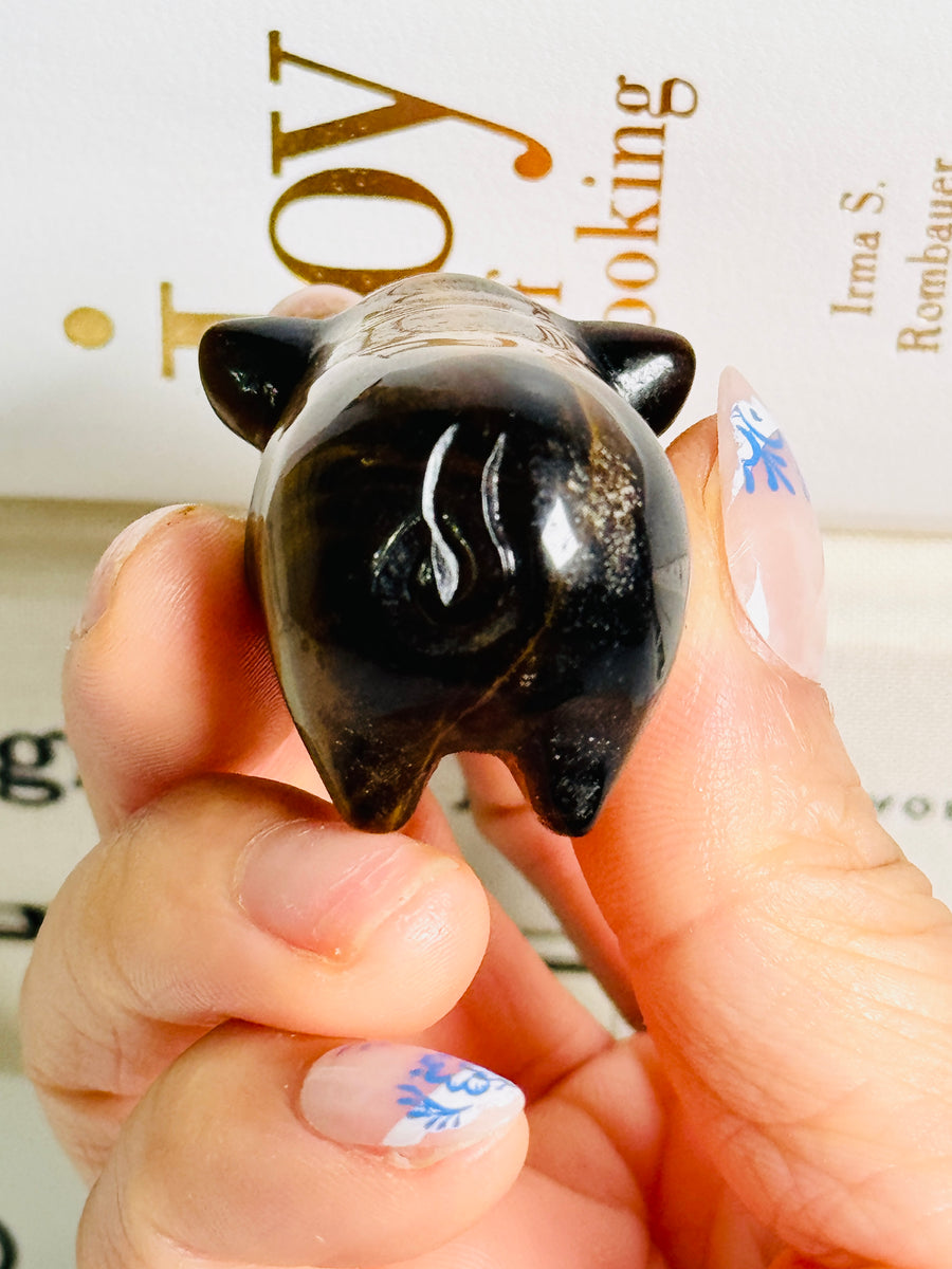 Tiger Eye Pig Carving