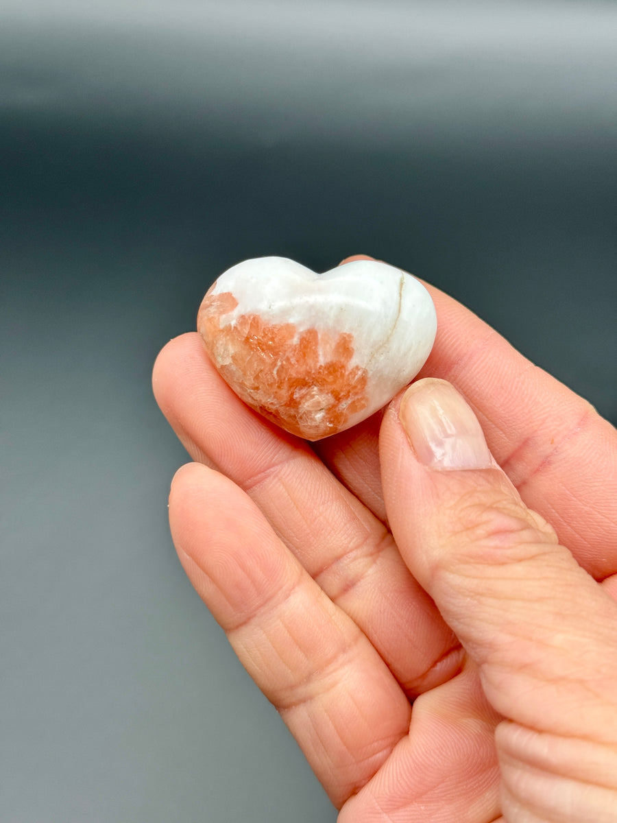 Pink Scolecite Mini Heart Carving