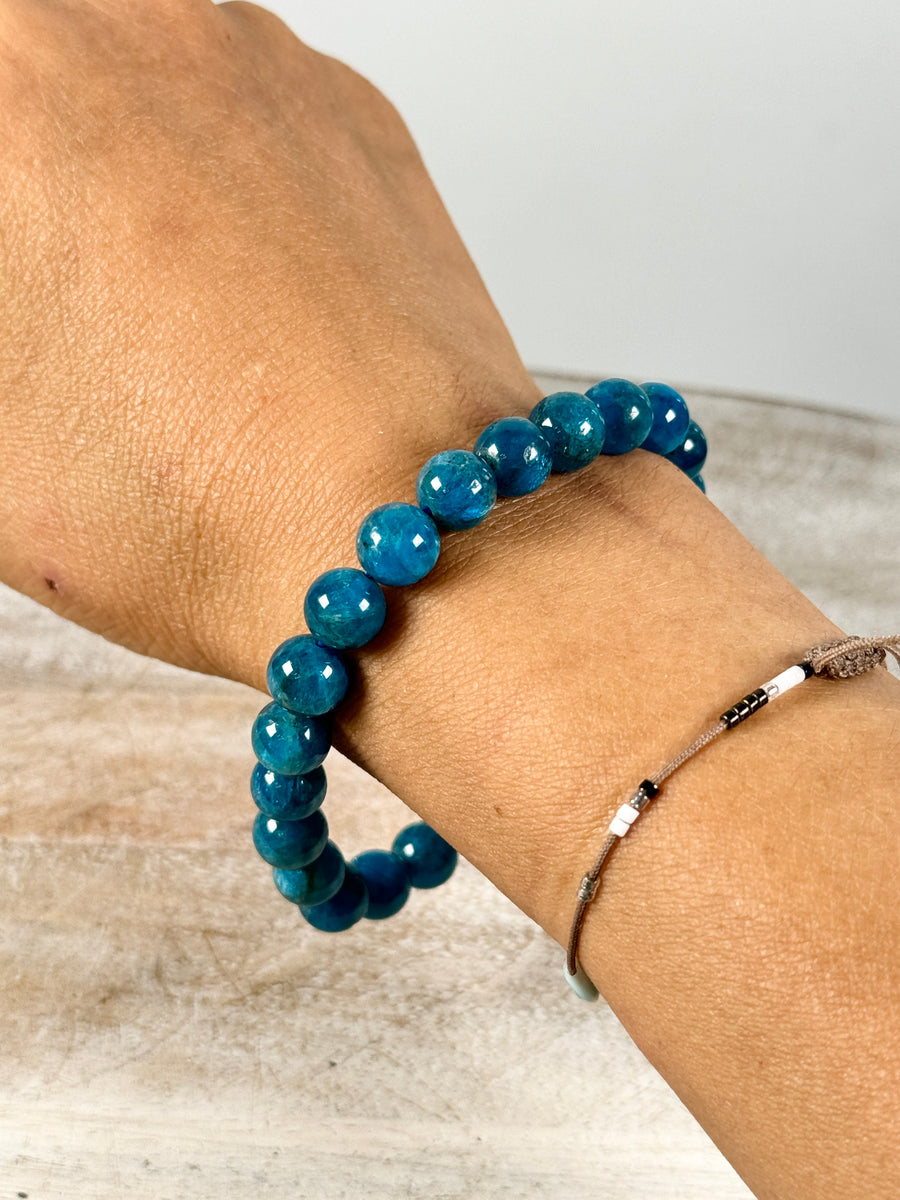 Blue Apatite Bead Bracelet