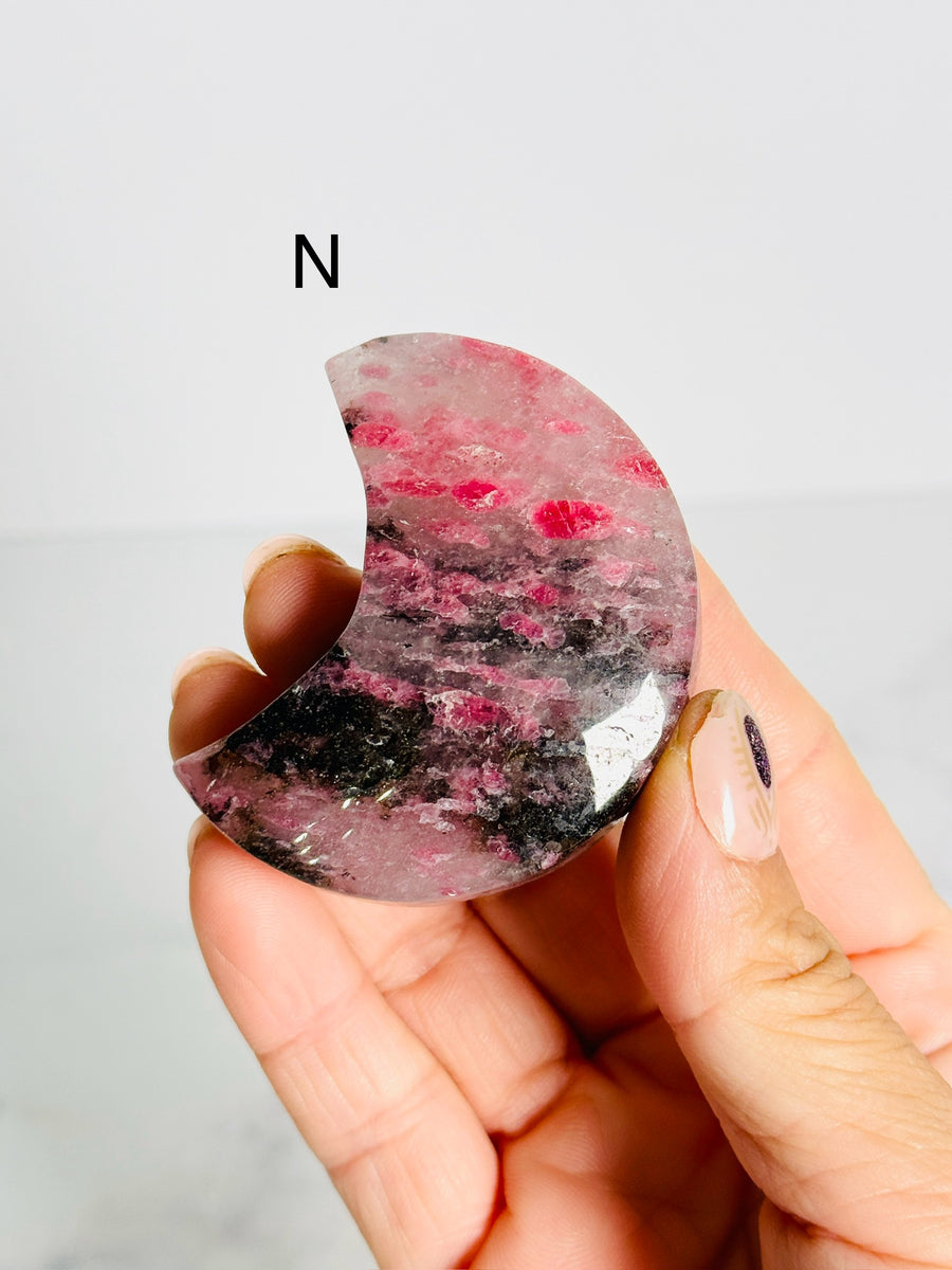 Rhodonite Moon Carving