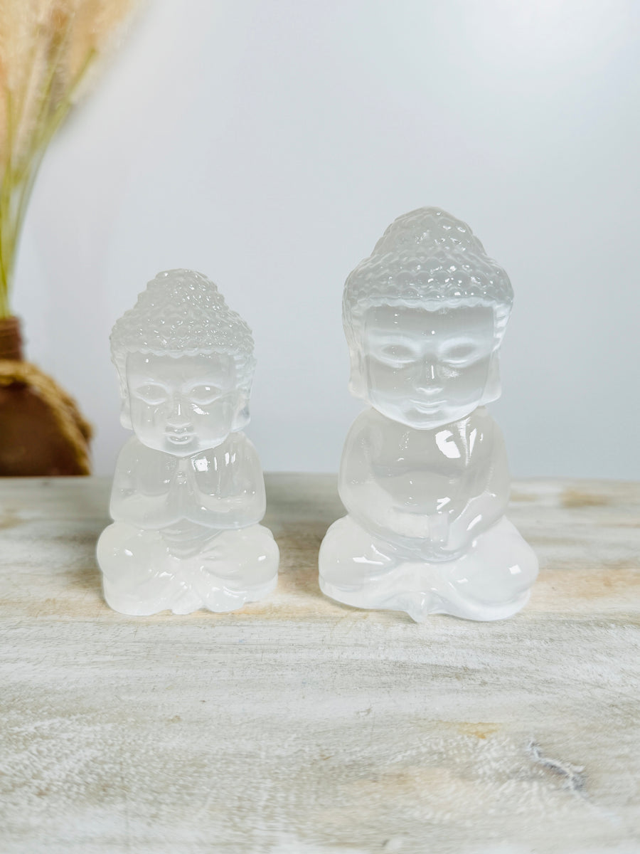 Satin Spar Buddha Carving