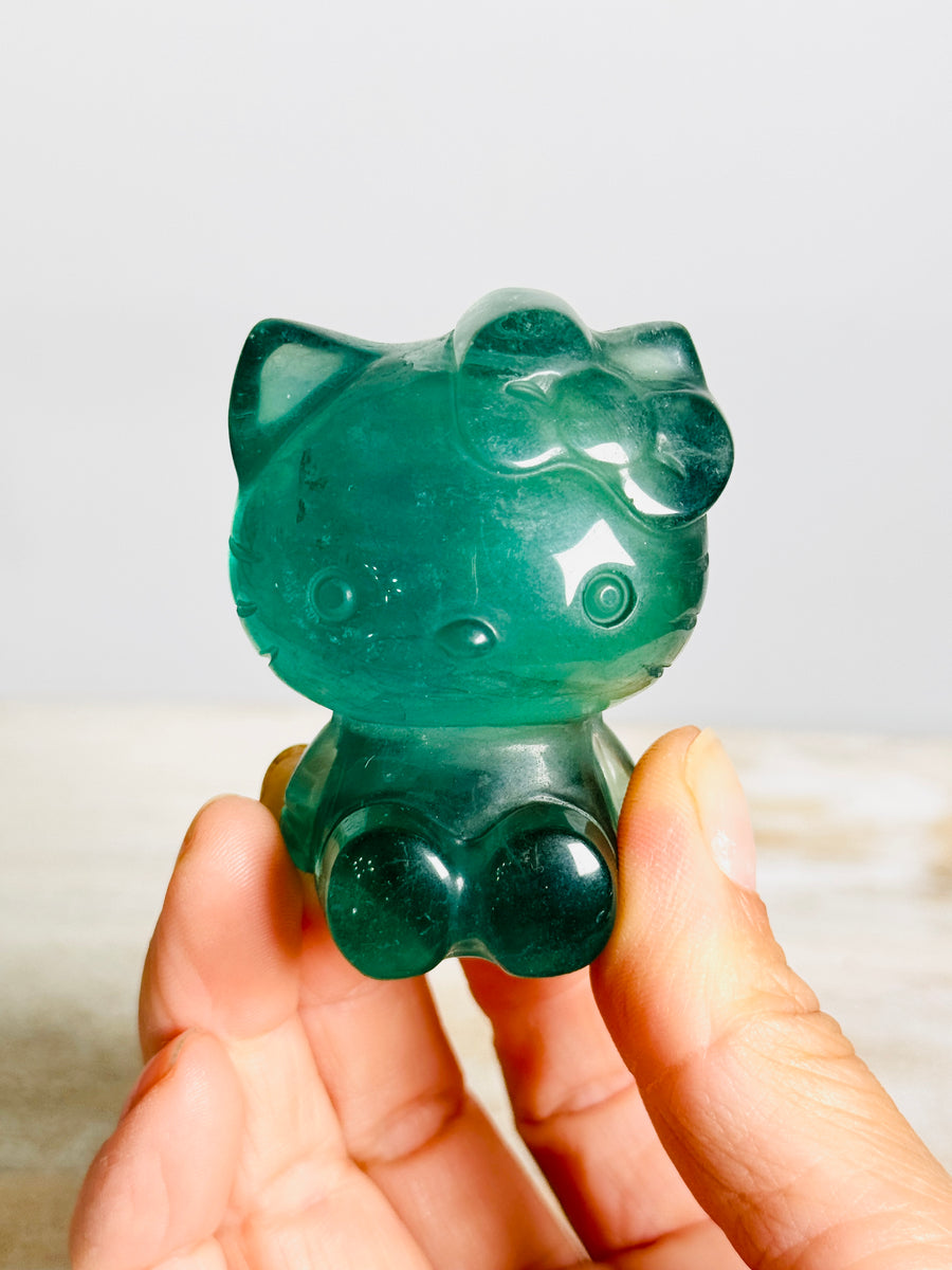 Green Fluorite Hello Kitty Carving