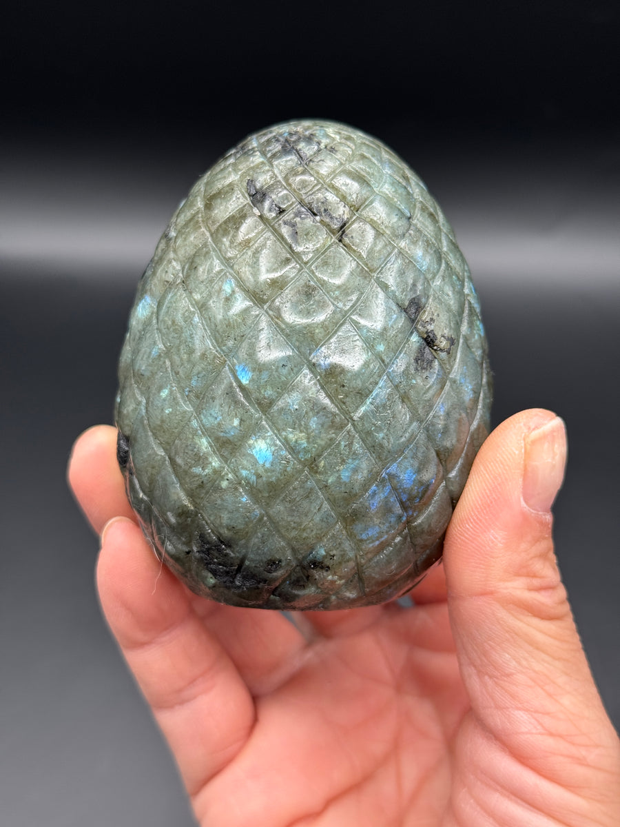 Labradorite Dragon Egg Carving