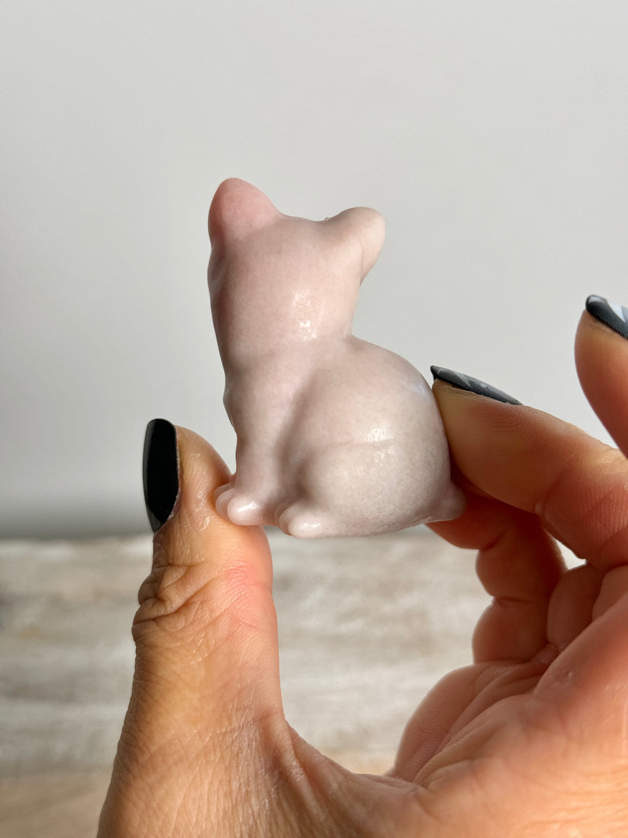 Pink Opal Cat Carving